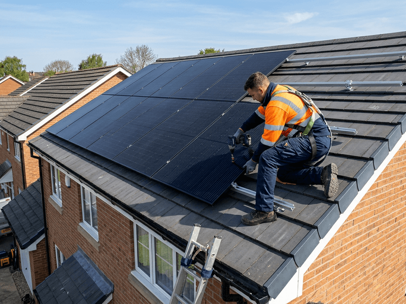 Solar panels installed on a UK roof